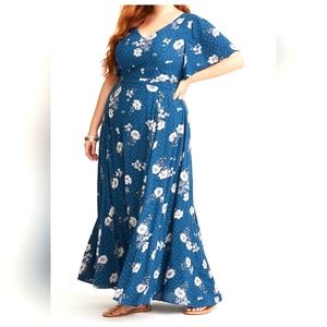 Torrid size 14 teal Gauze maxi dress NWT